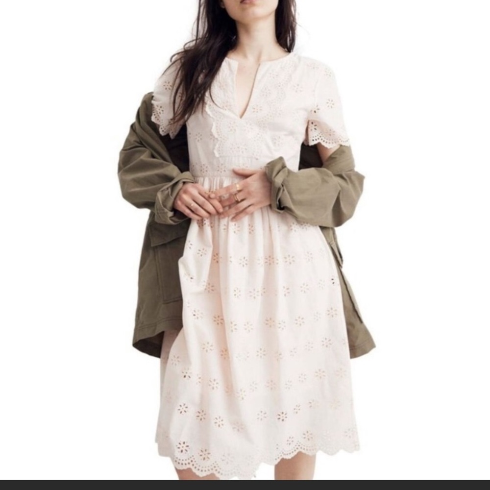 Madewell Scalloped Eyelet Midi Dress Blush